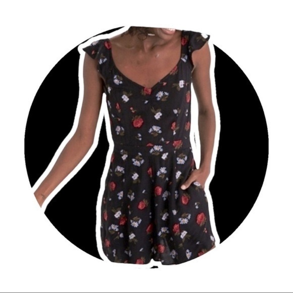 American Eagle Smocked Open Back Romper- Floral - Picture 2 of 9